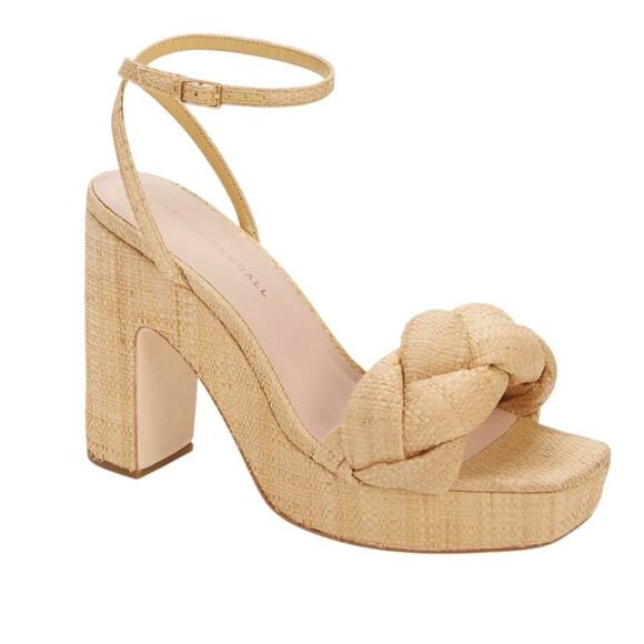 Loeffler Randall Fea braided woven platform neutral beige natural heel 7 - Picture 1 of 16